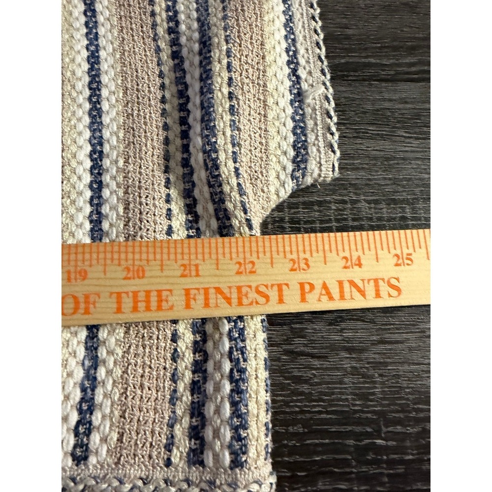 Chico's Open Front Knit Vest Neutral Stripe Short Sleeve Cotton Blend Size 2 - Picture 5 of 7